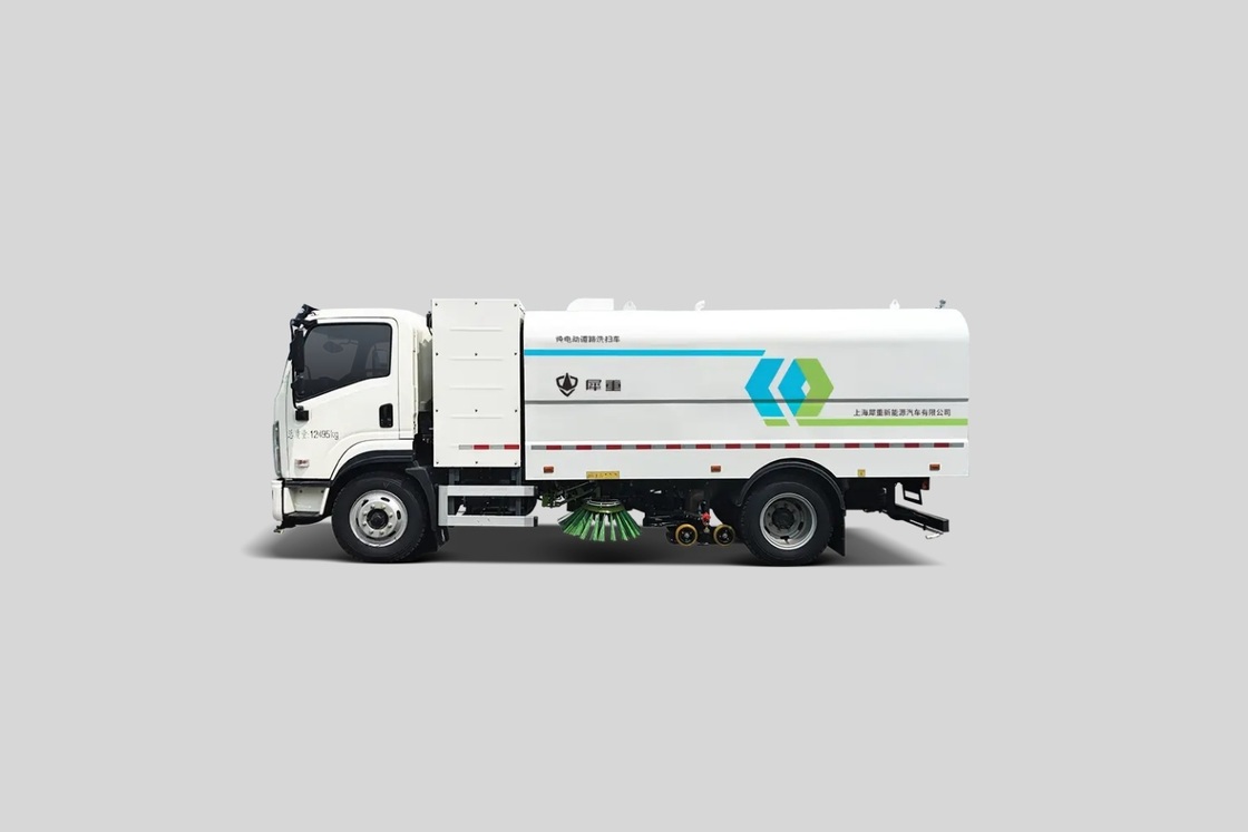 Veículos sanitários 12 T Laminador Elétrico Camião Máquina de varrer estradas.