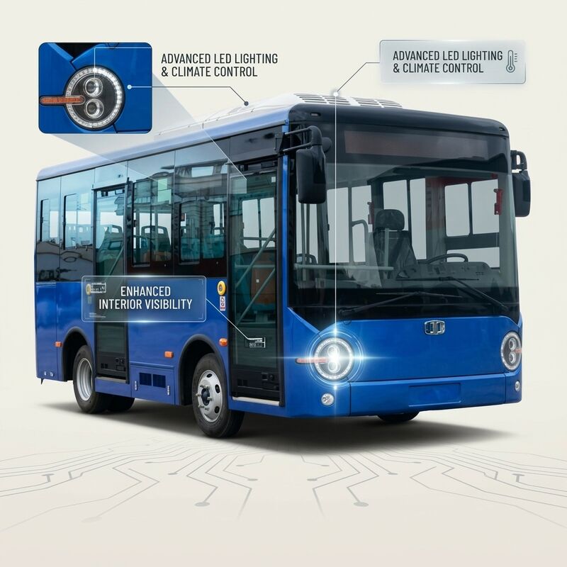 Autobus elétrico puro de 6m 16 lugares com bateria de 95,25 kWh e autonomia de 180 km para transporte público